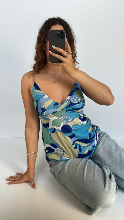 00s blue patterned cami- size M