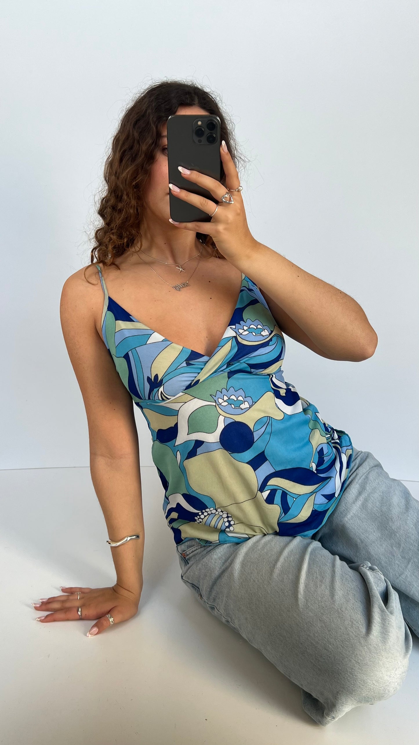 00s blue patterned cami- size M