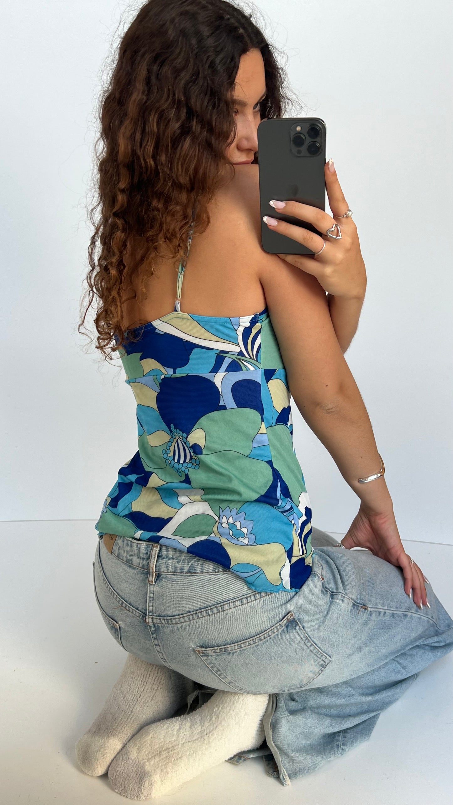 00s blue patterned cami- size M