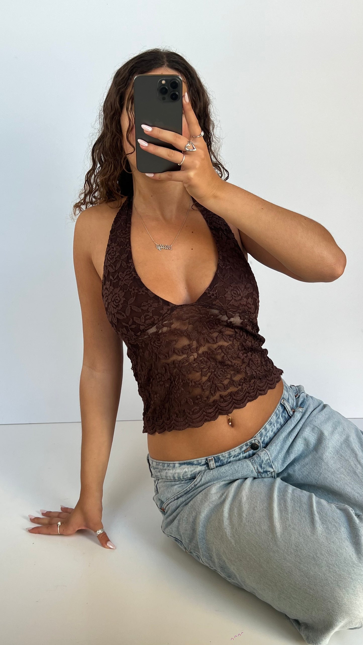 00s brown lace cami- size M