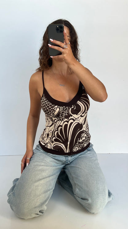 00s brown patterned cami- size S