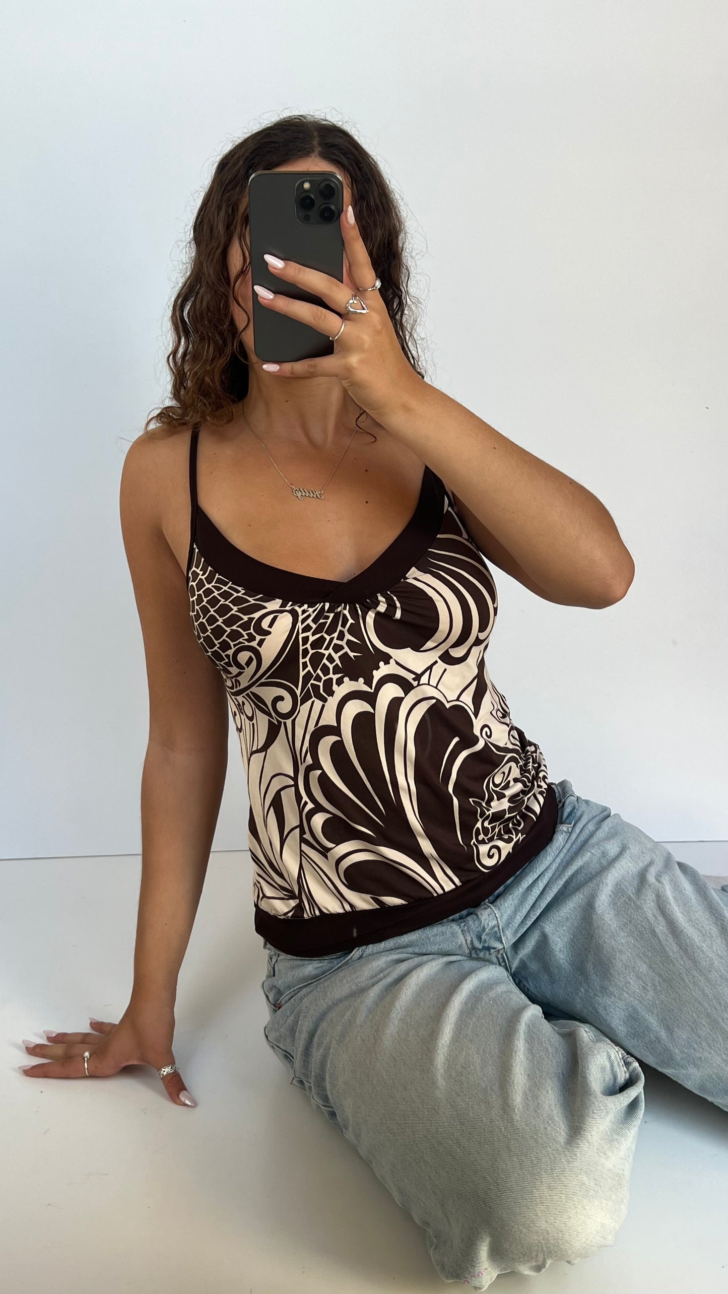 00s brown patterned cami- size S