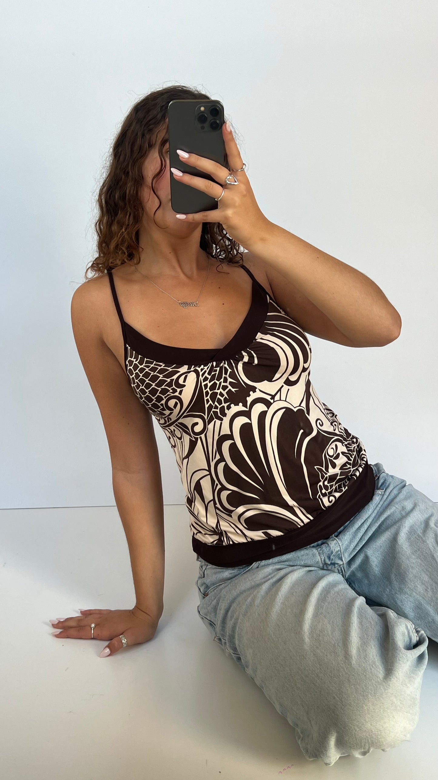 00s brown patterned cami- size S