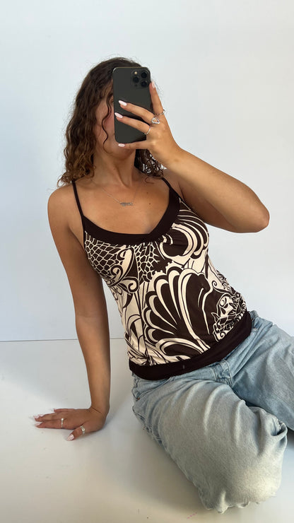 00s brown patterned cami- size S