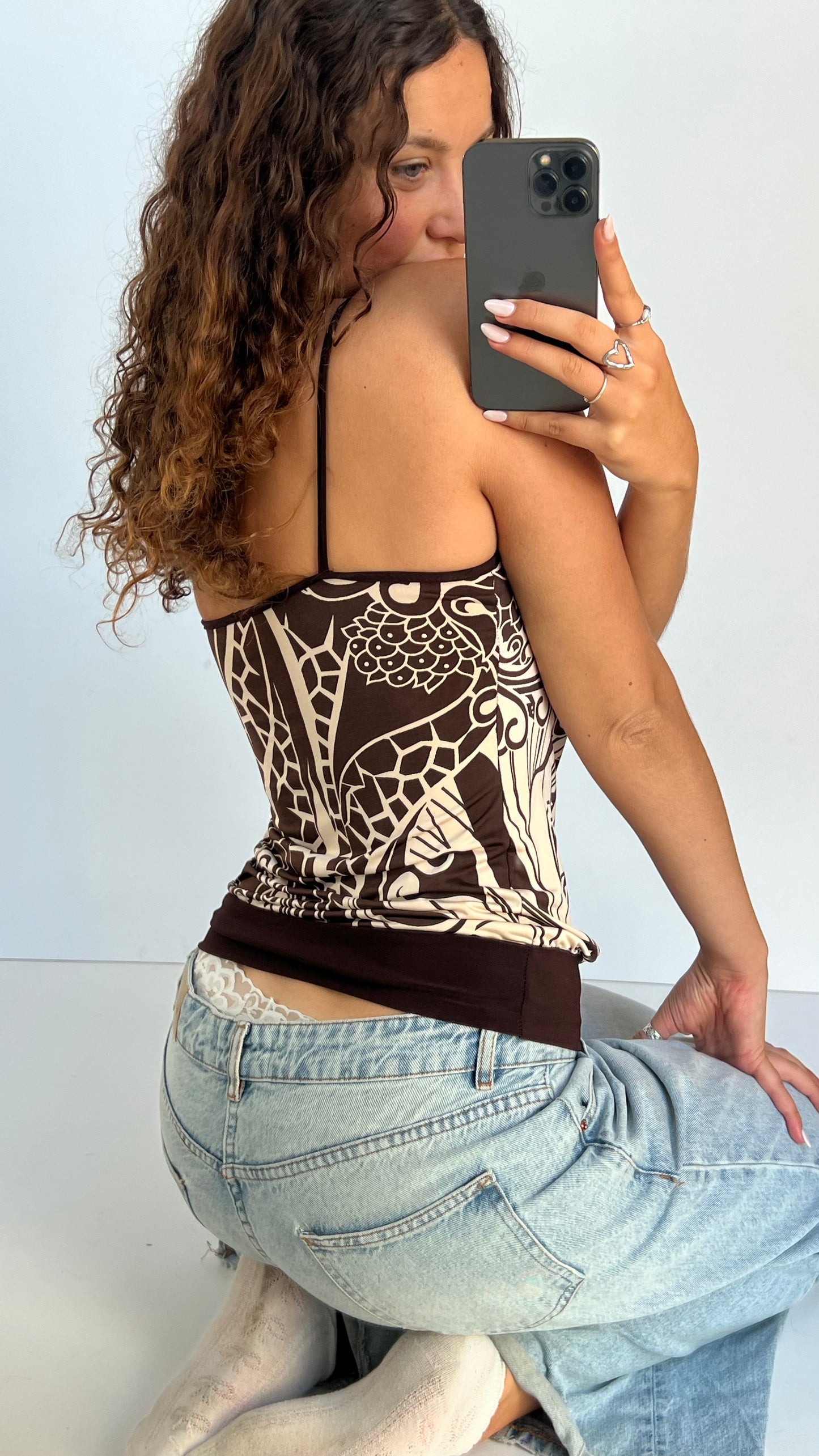 00s brown patterned cami- size S