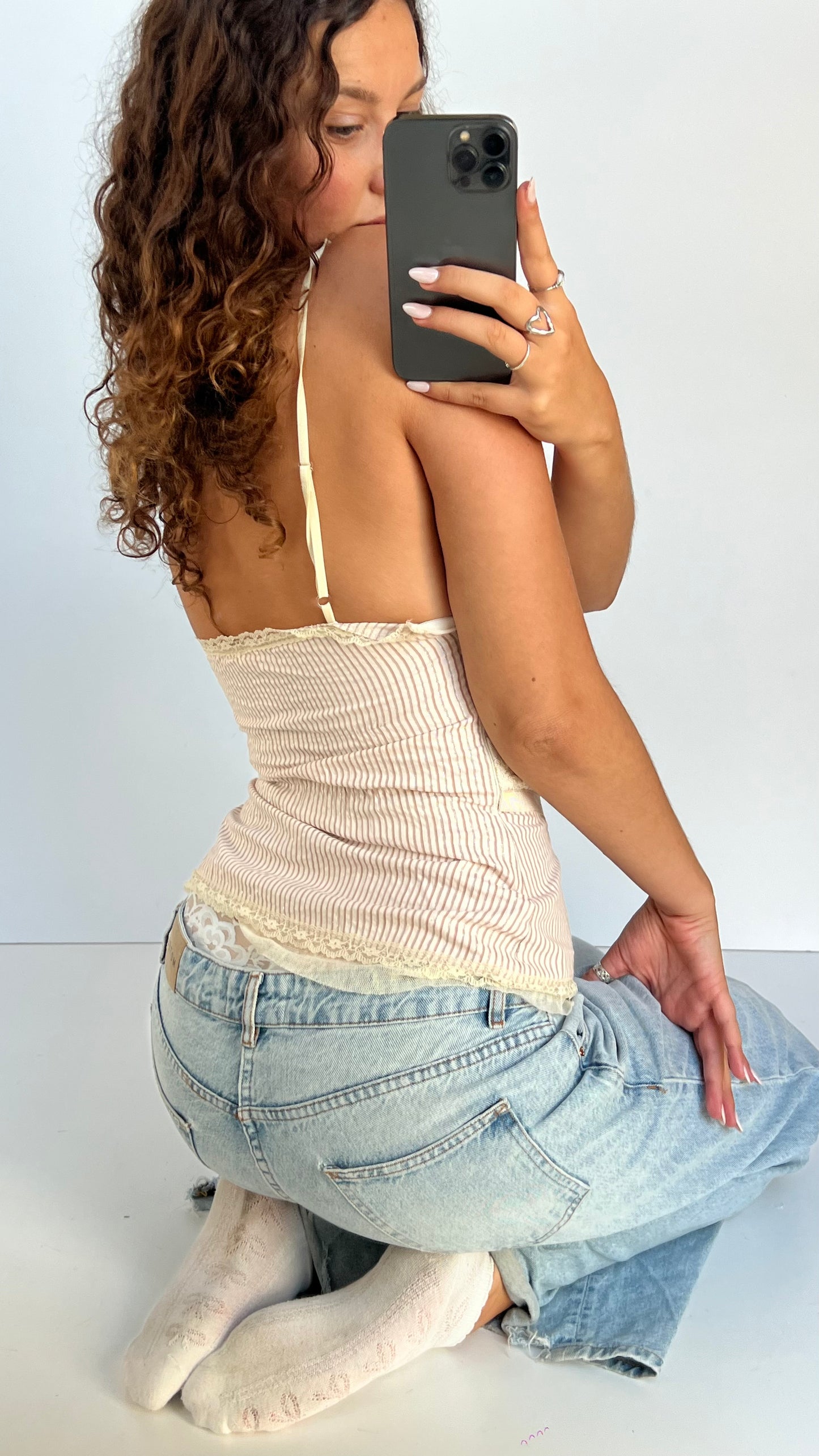 00s cream pinstripe cami- size S