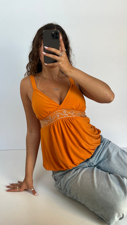 00s orange diamanté cami- size L