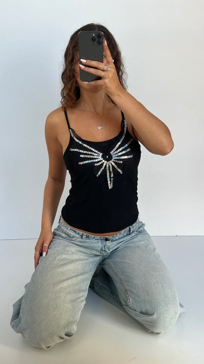 00s black sequin cami- size S