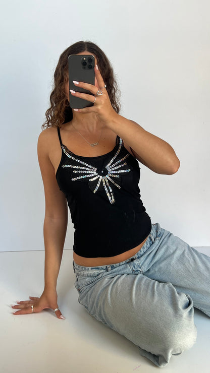 00s black sequin cami- size S
