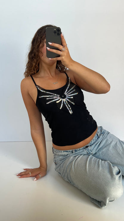 00s black sequin cami- size S