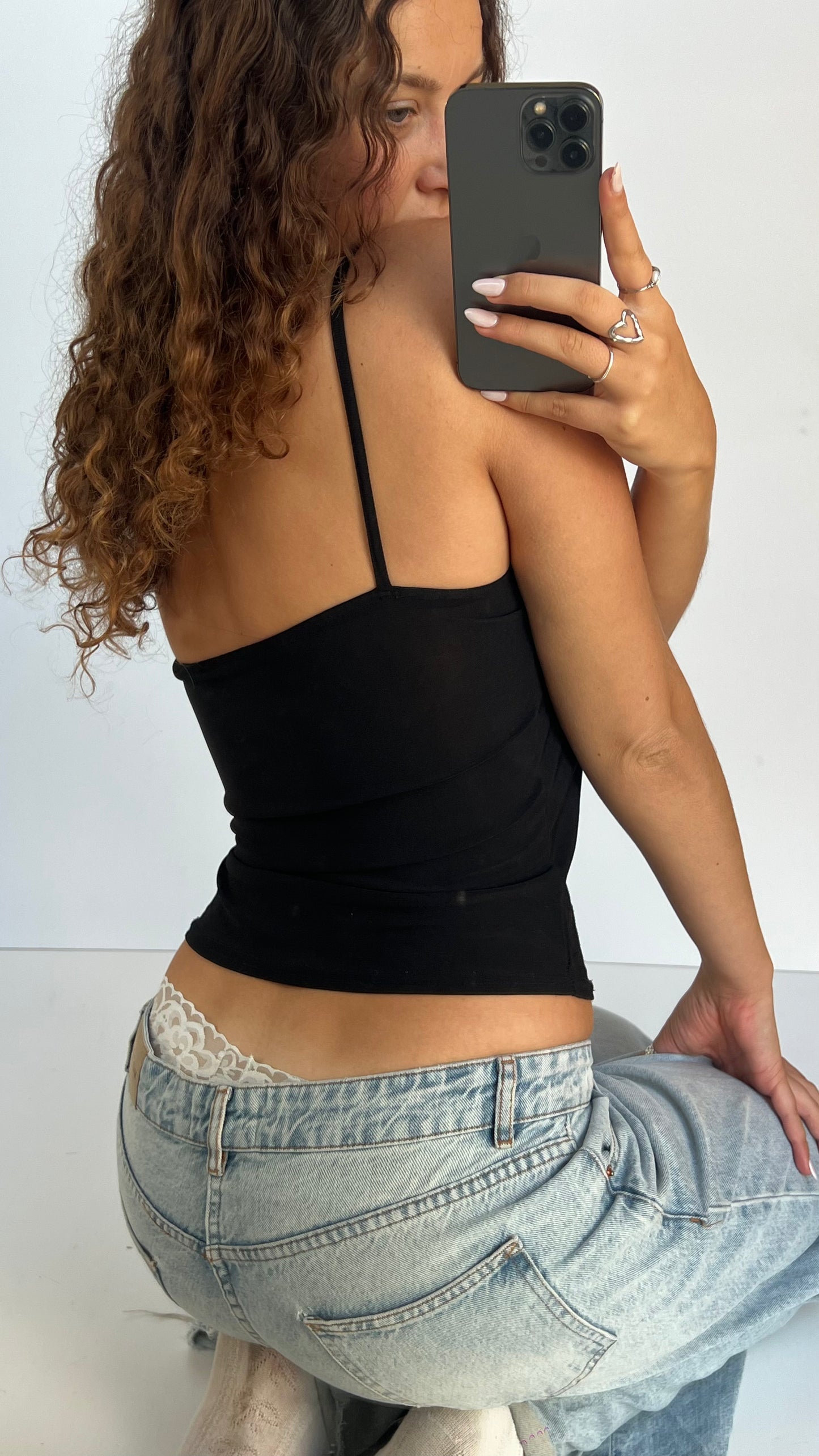 00s black sequin cami- size S