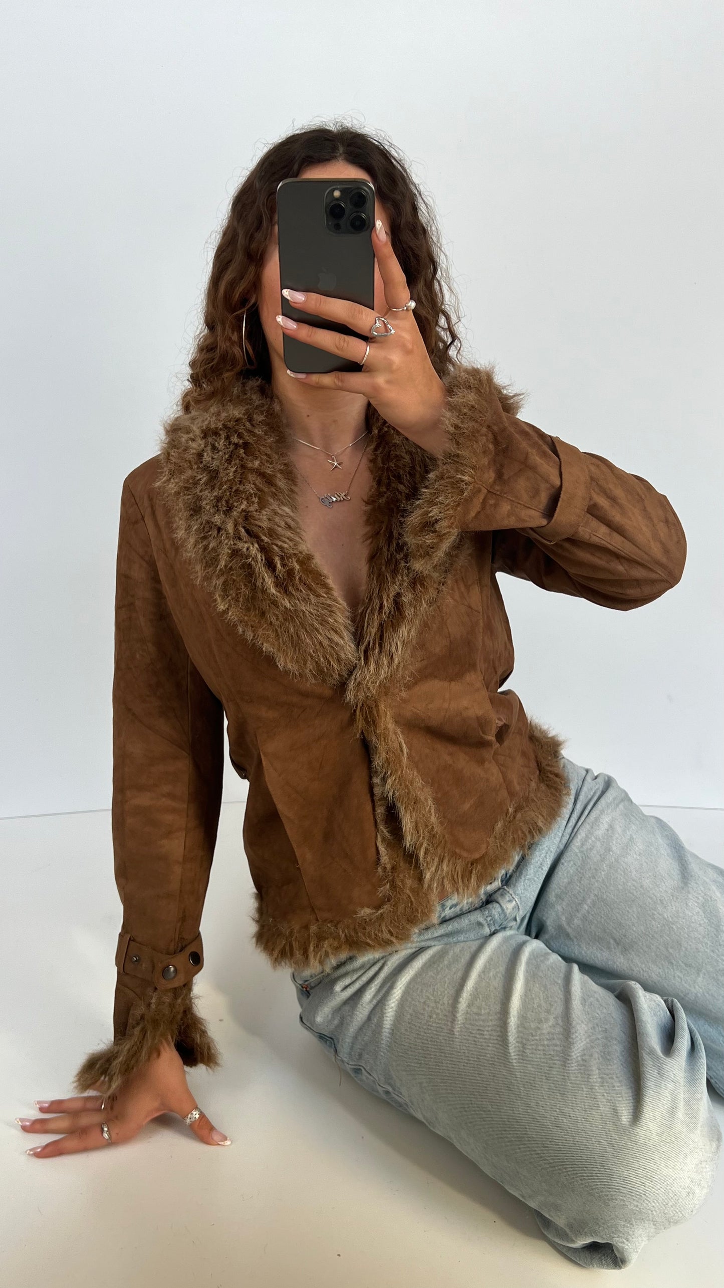 00s brown afghan jacket- size M