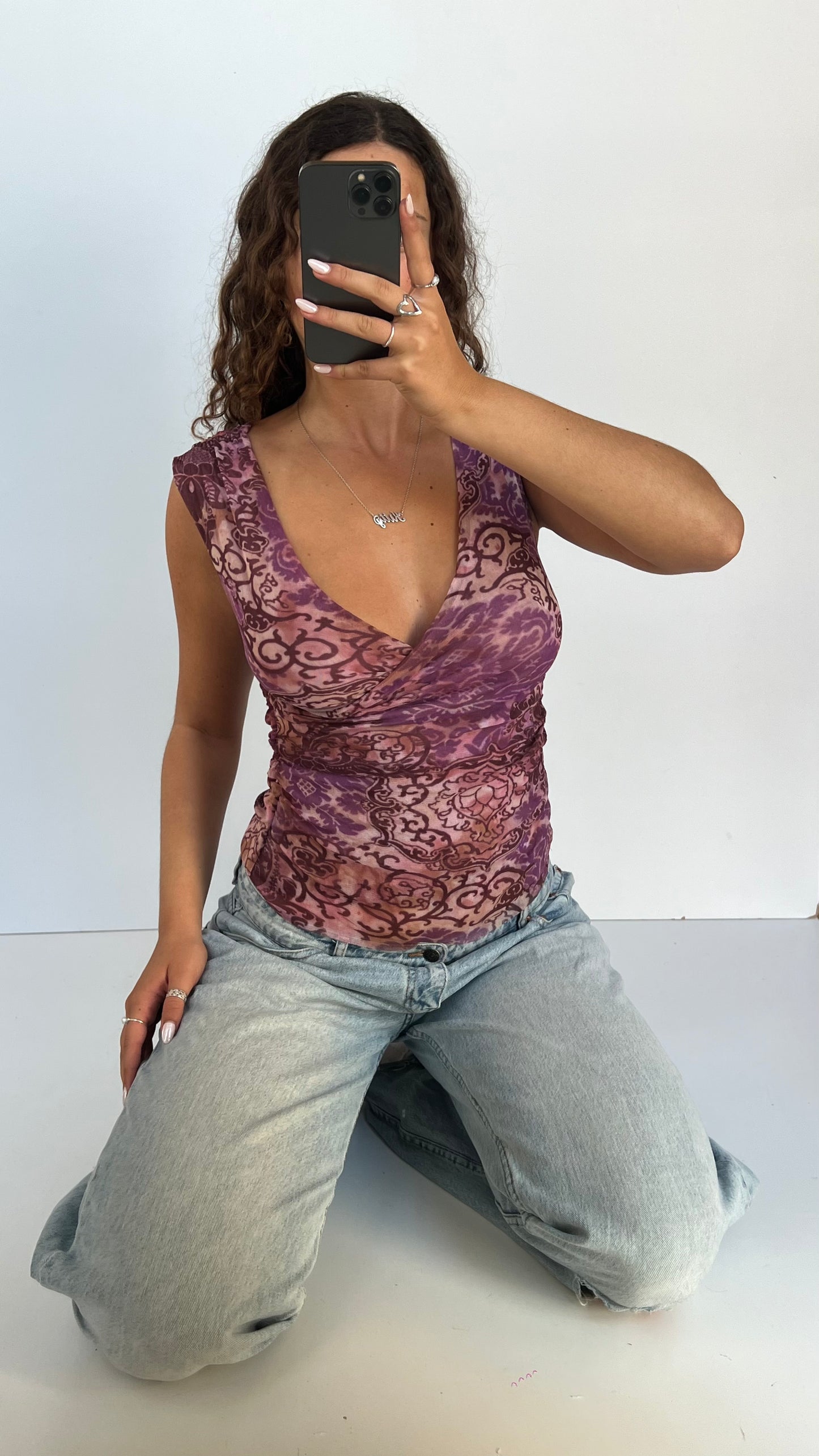 00s purple mesh tank top- size M