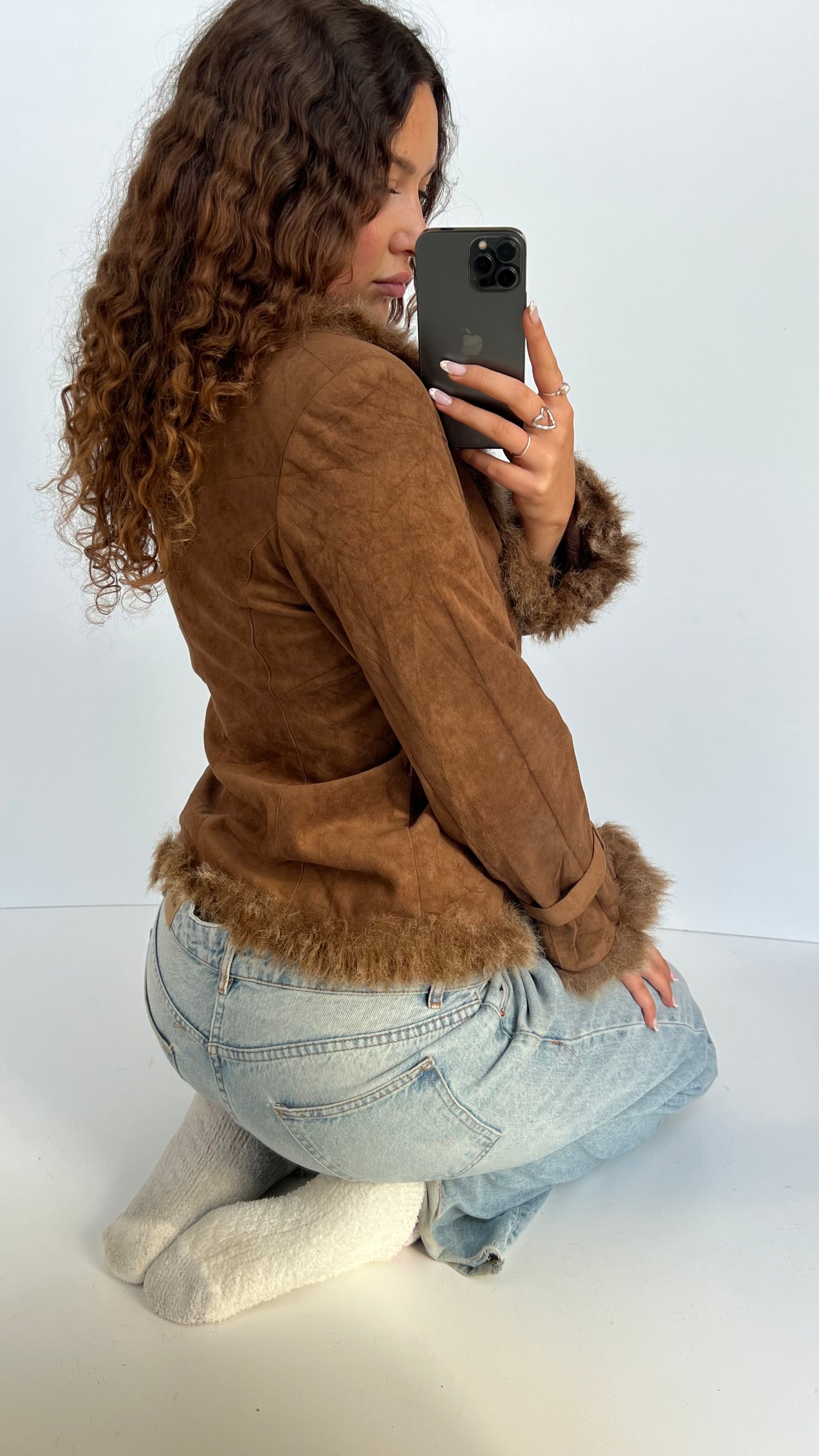 00s brown afghan jacket- size M