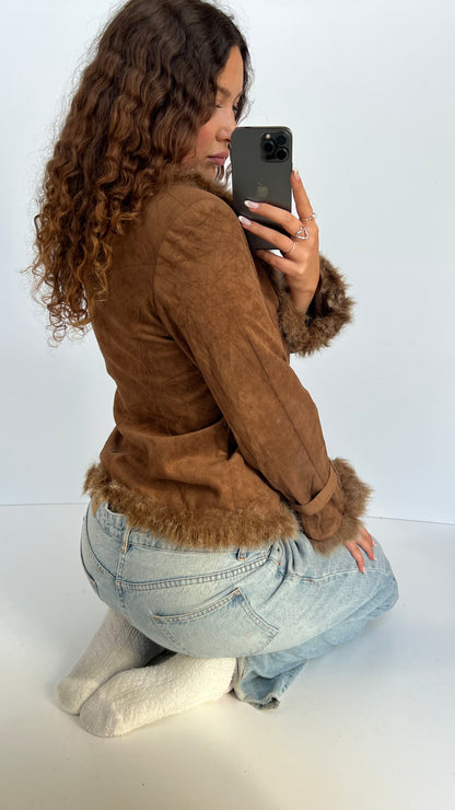 00s brown afghan jacket- size M