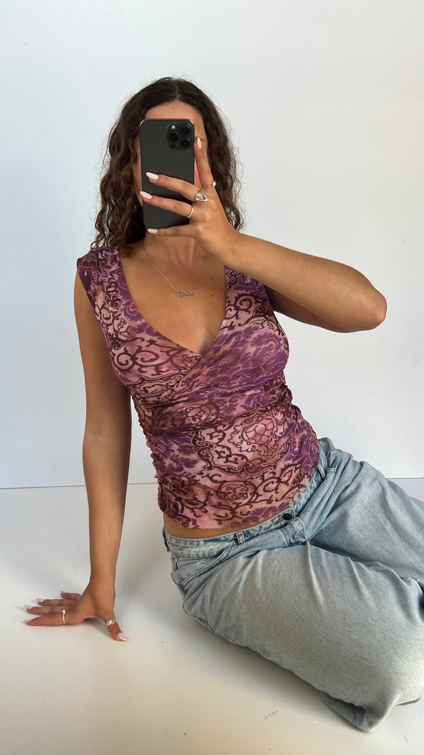 00s purple mesh tank top- size M