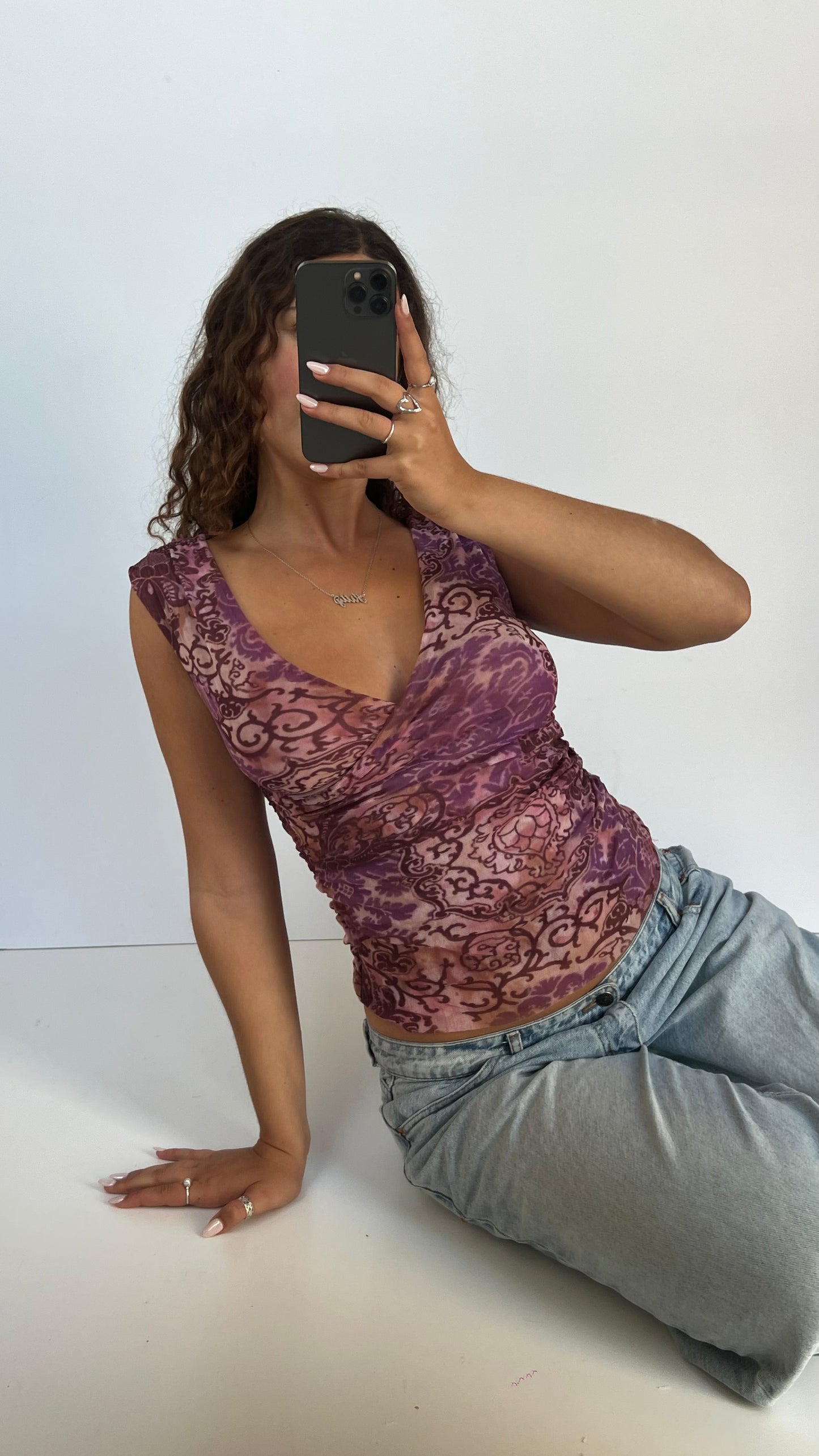 00s purple mesh tank top- size M