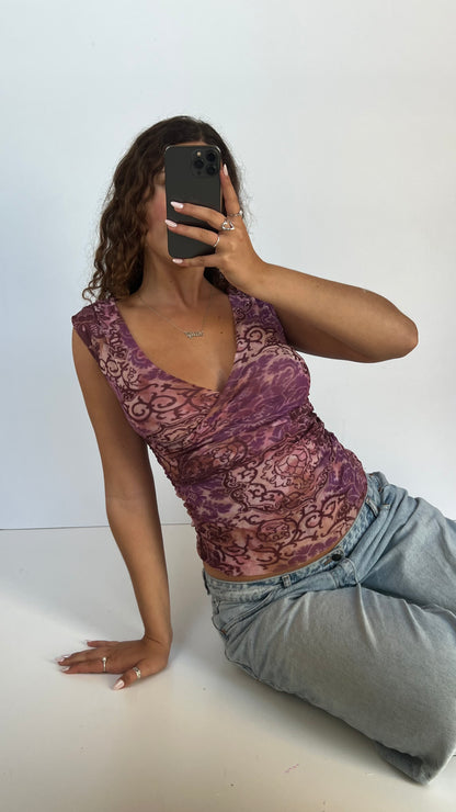 00s purple mesh tank top- size M
