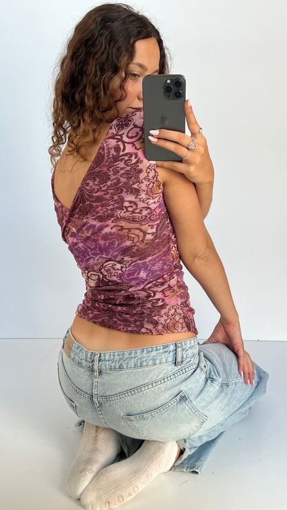 00s purple mesh tank top- size M