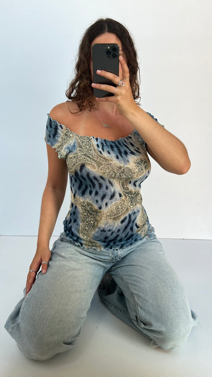00s blue mesh cami- size S/M