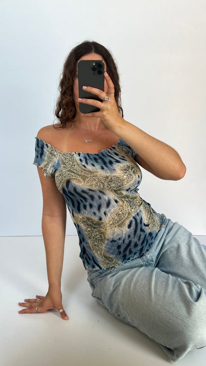 00s blue mesh cami- size S/M