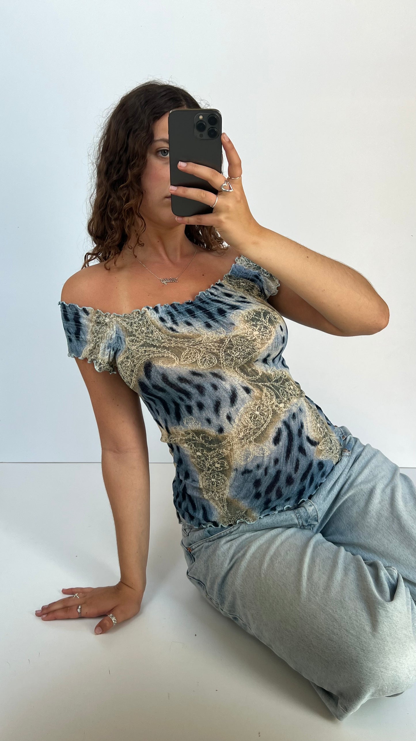 00s blue mesh cami- size S/M