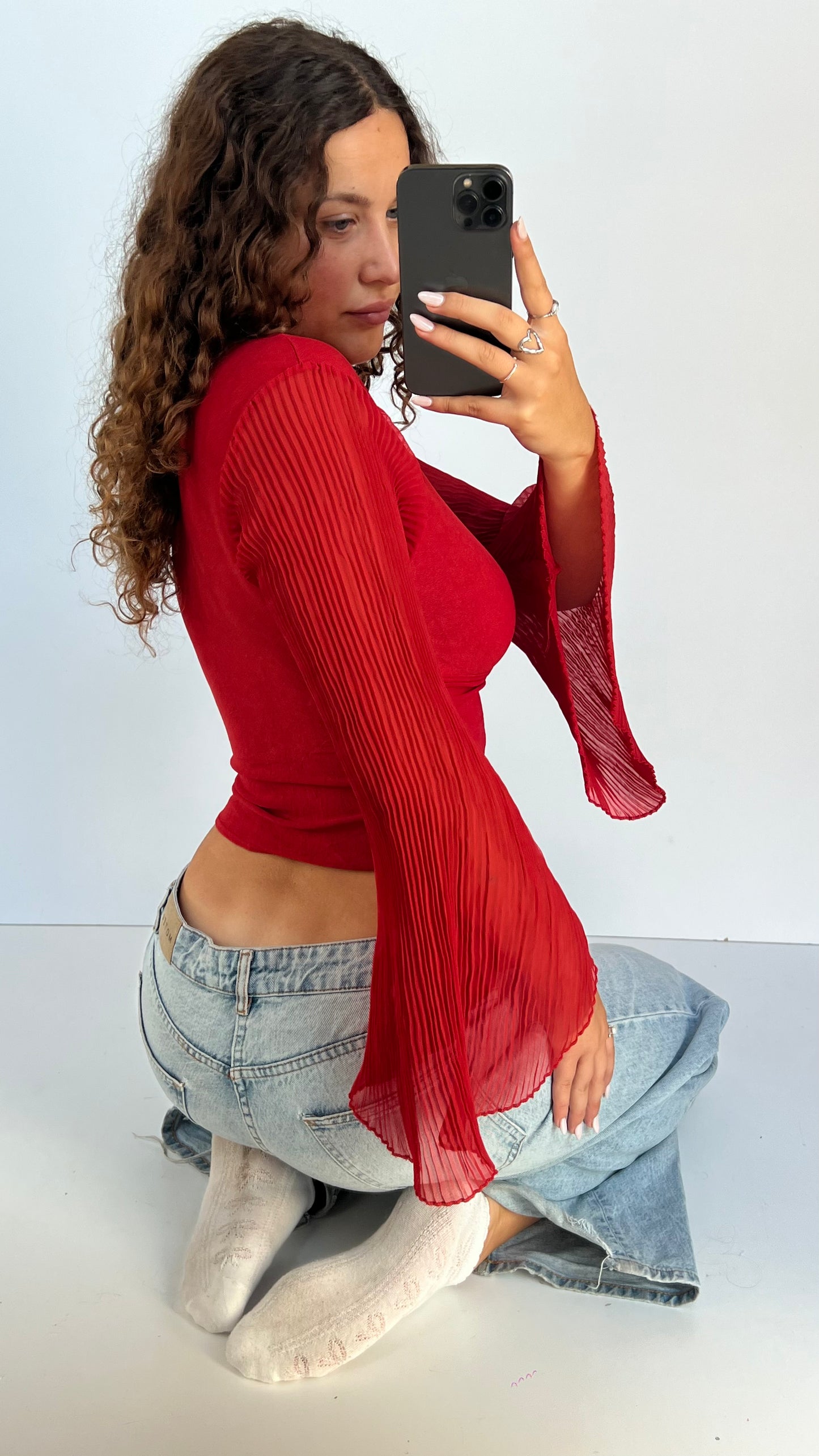 00s red flared top- size S