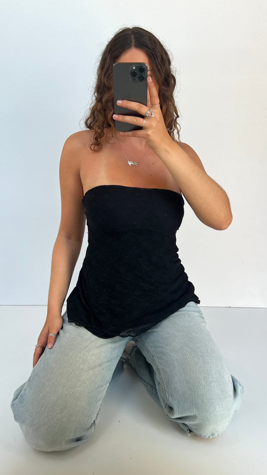 00s black lace asymmetric cami- size S