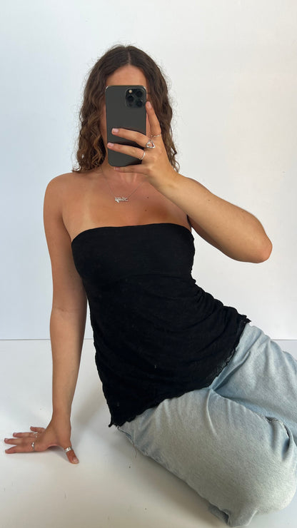 00s black lace asymmetric cami- size S