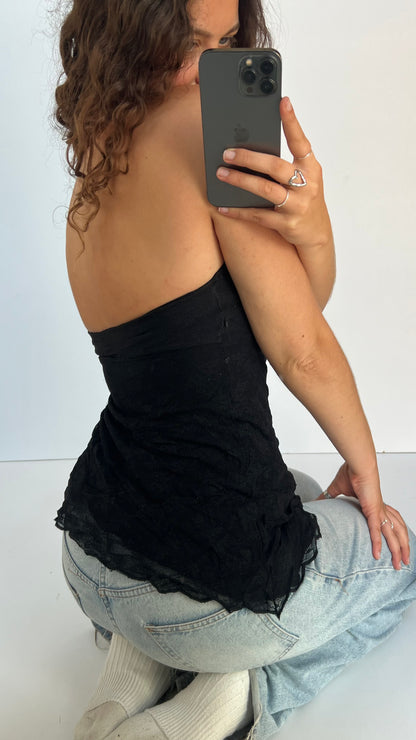 00s black lace asymmetric cami- size S