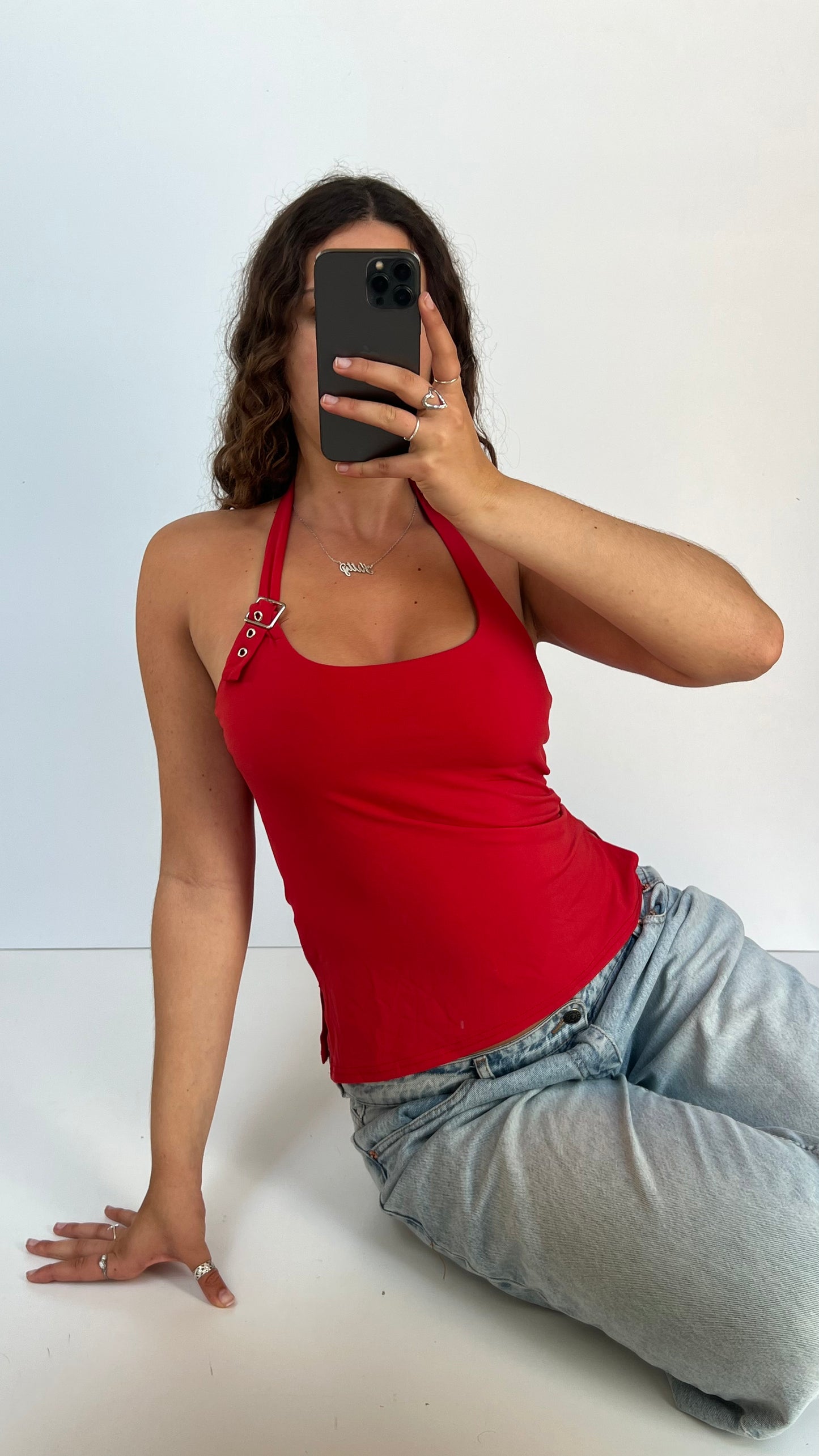 00s red buckle cami- size M