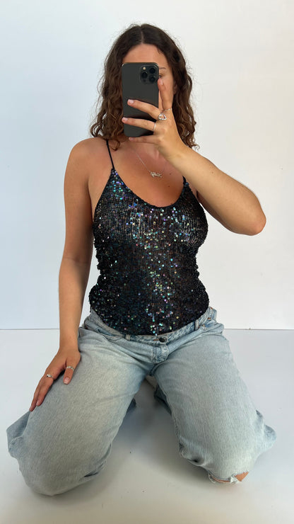 00s black sequin cami- size M