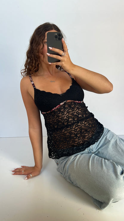 00s black lace cami- size M/L