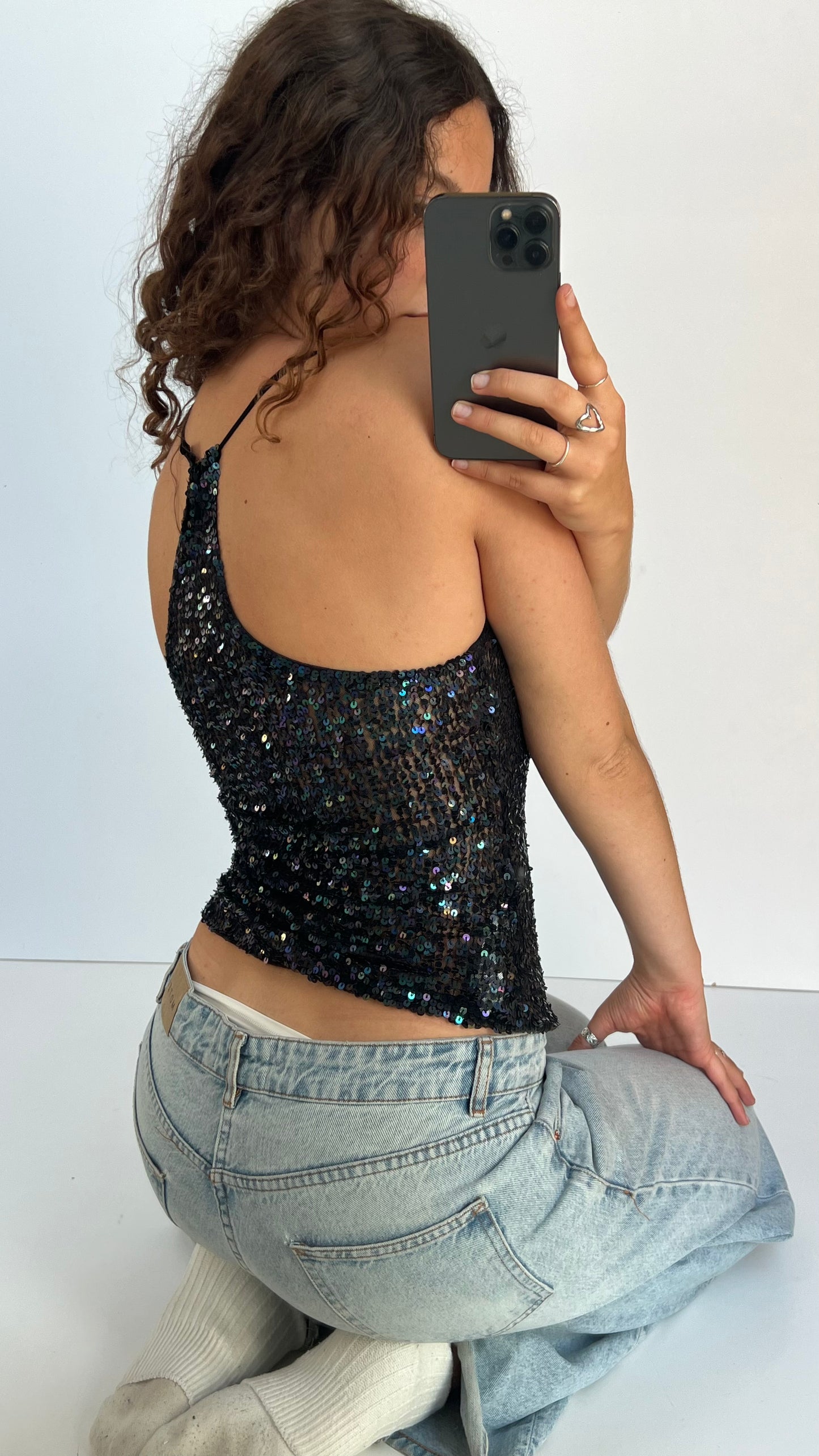 00s black sequin cami- size M