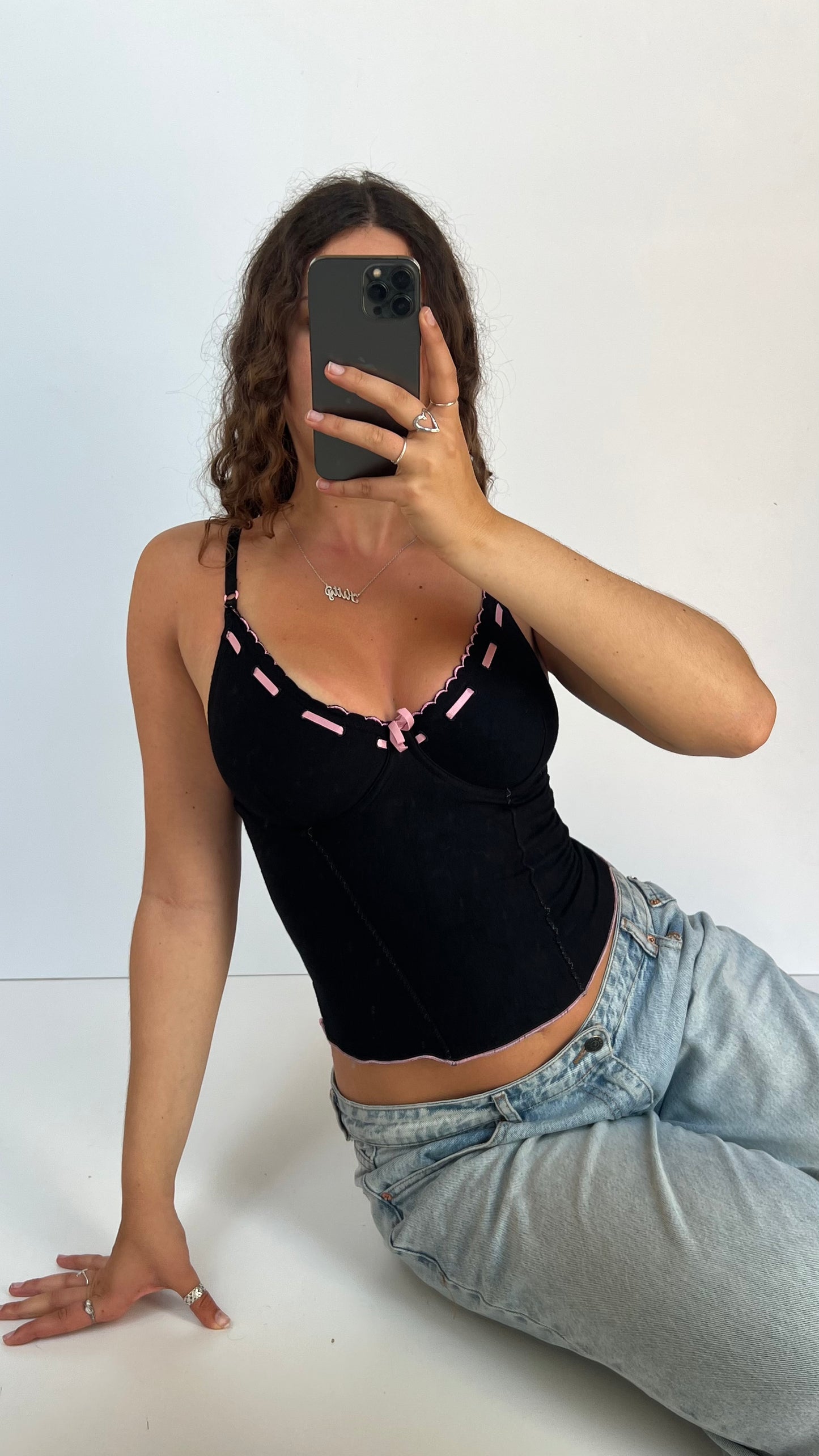 00s black corset cami- size M