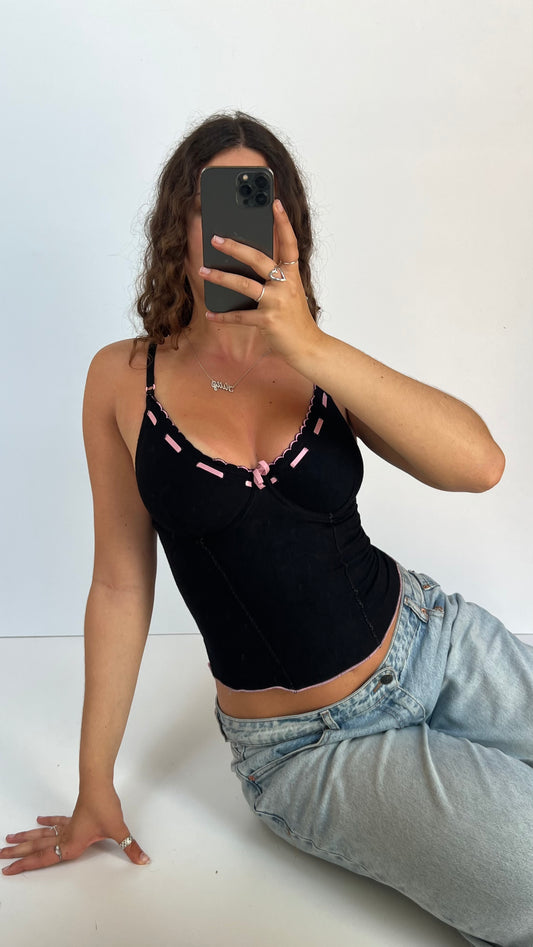 00s black corset cami- size M