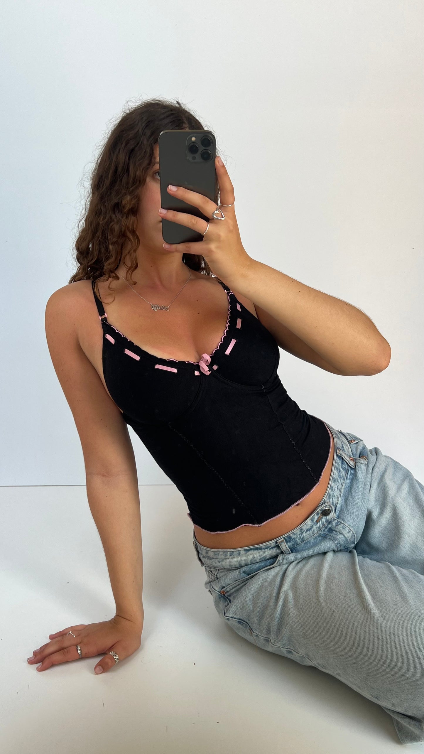 00s black corset cami- size M
