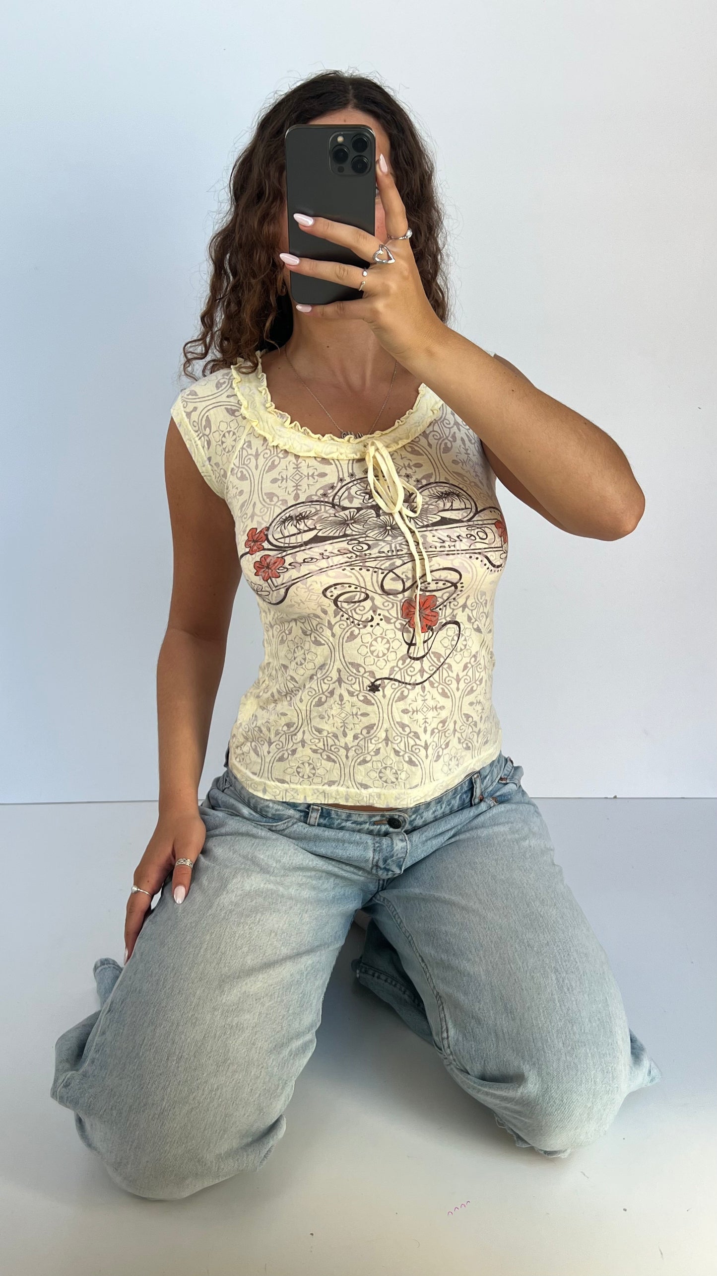 00s yellow mesh babytee- size M