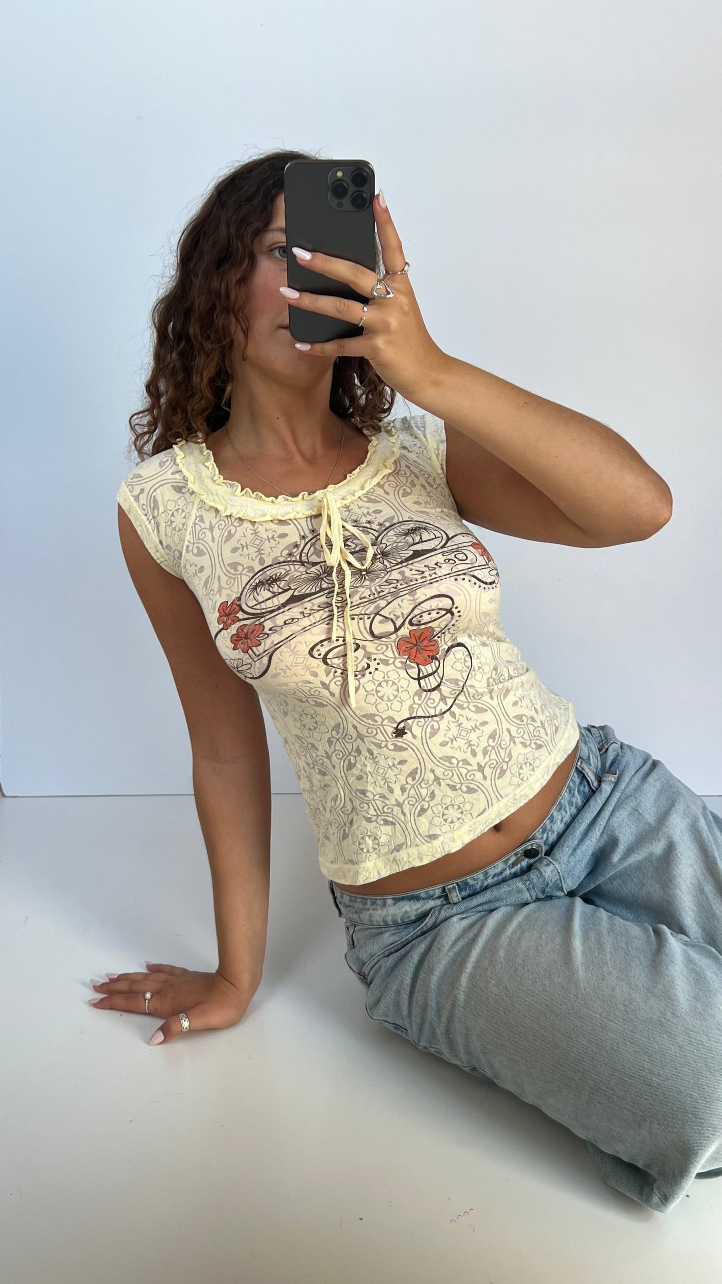 00s yellow mesh babytee- size M