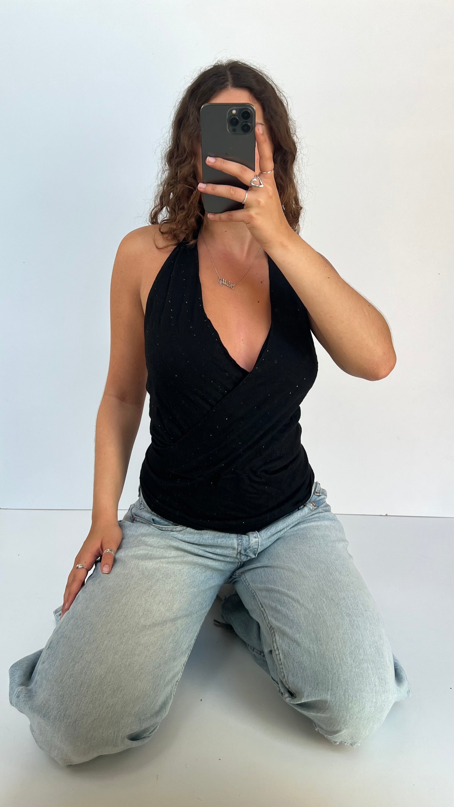 00s black sequin halter cami- size S/M