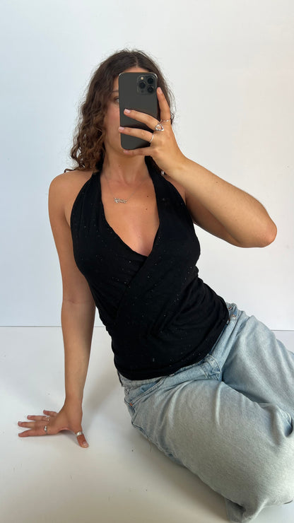 00s black sequin halter cami- size S/M