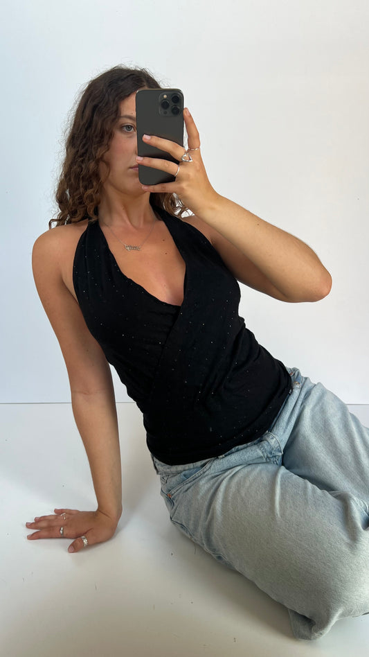 00s black sequin halter cami- size S/M