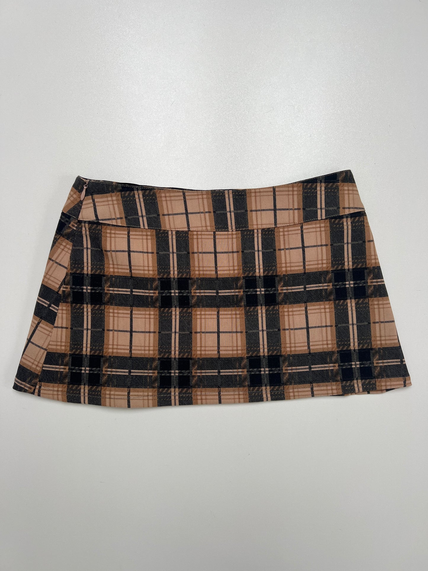00s brown plaid micro mini skirt- size XS