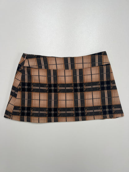 00s brown plaid micro mini skirt- size XS