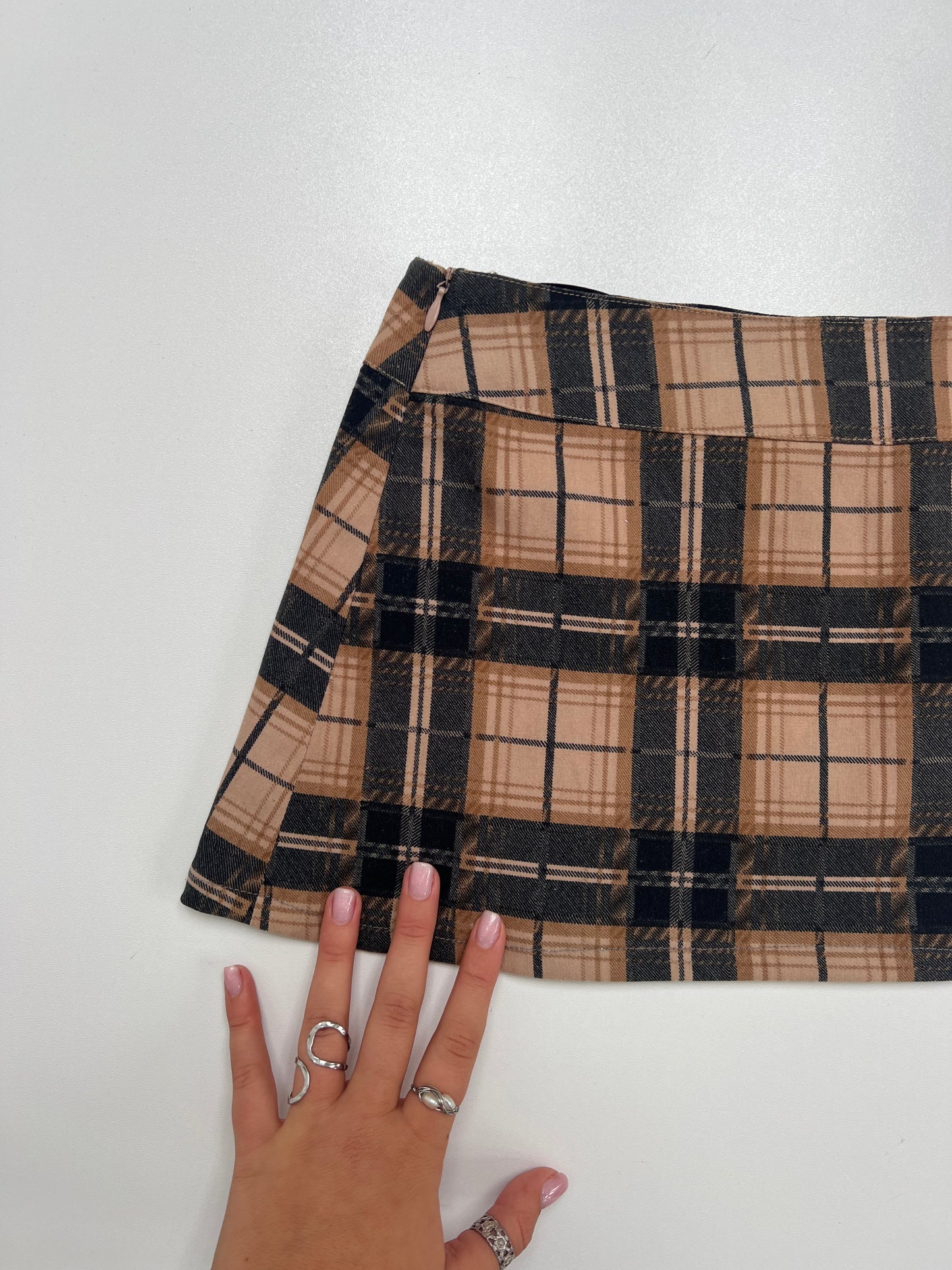 00s brown plaid micro mini skirt- size XS