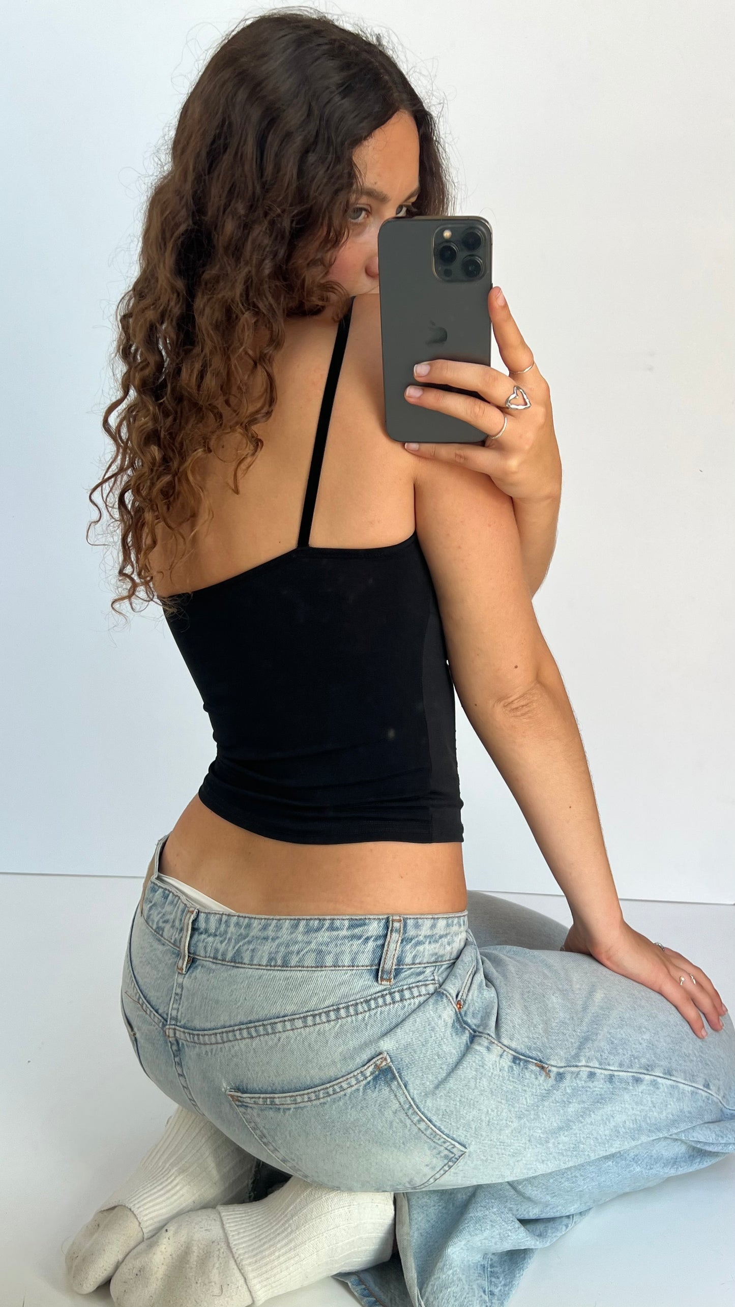 00s black diamanté cami- size S