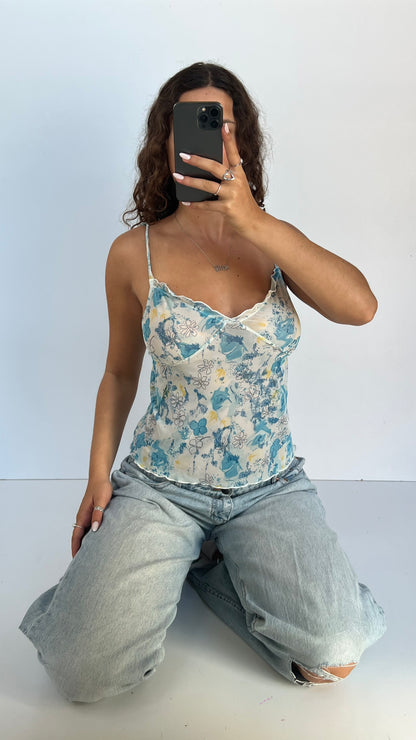 00s blue floral cami- size M