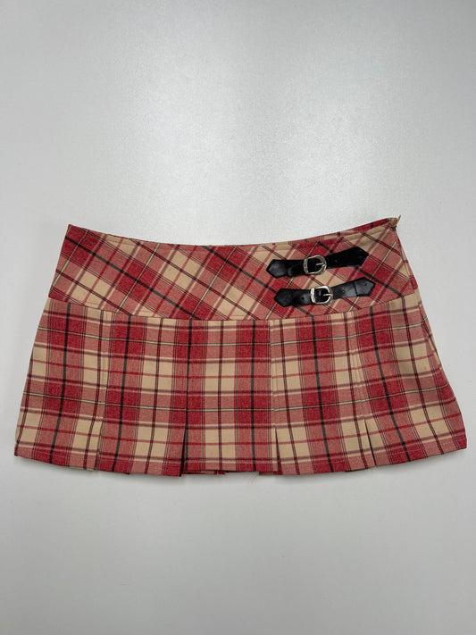 00s red plaid micro mini skirt- size XS