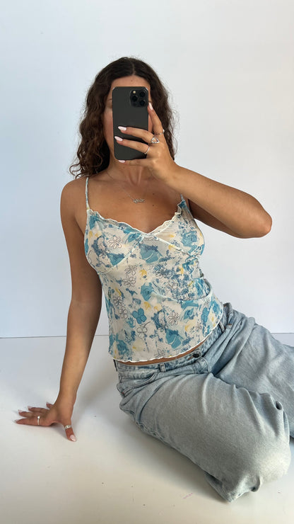 00s blue floral cami- size M