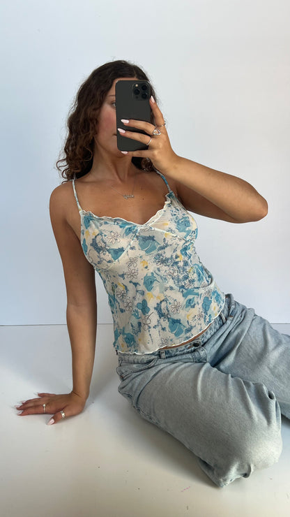 00s blue floral cami- size M